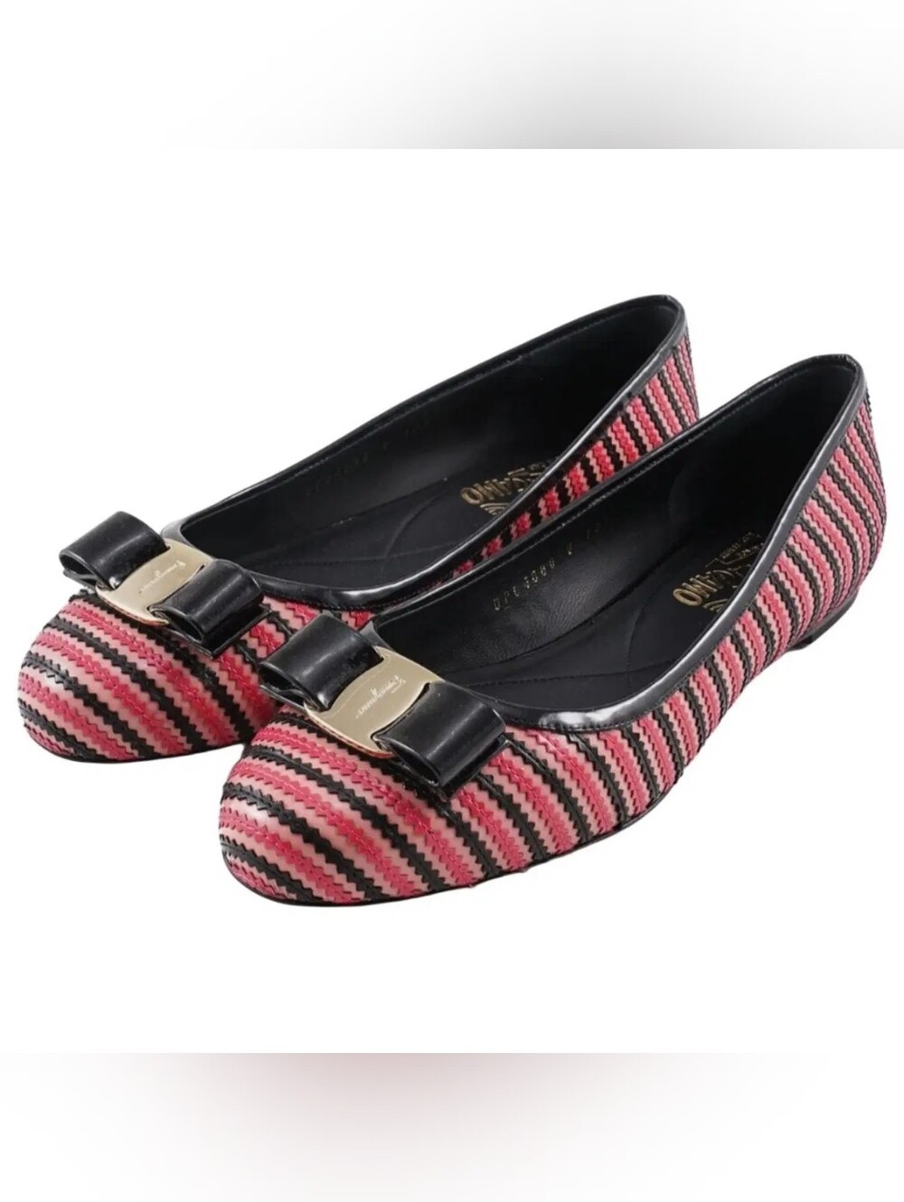 Salvatore Ferragamo Varina striped multicolor patent leather ballet flats Shoes